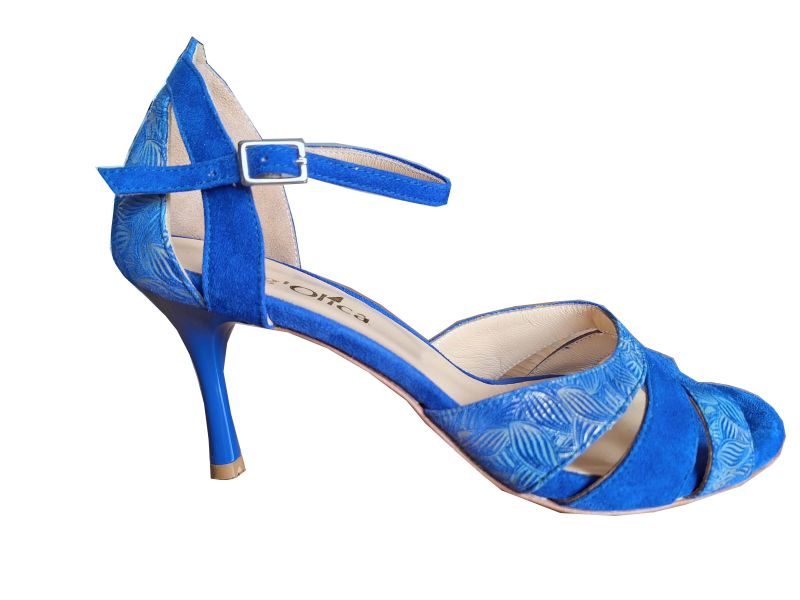 Venezia C Blu chaussures de tango en daim fantaisie