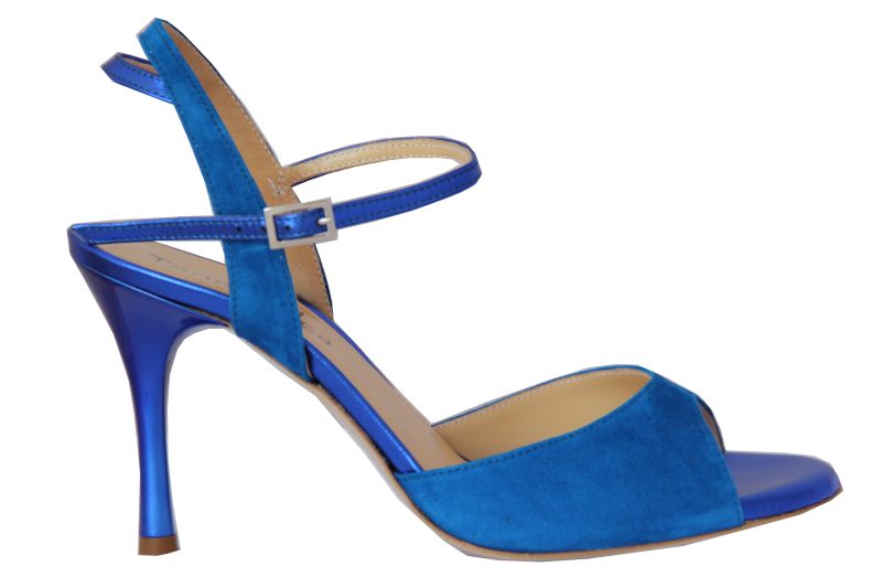 Napoli C Daim Bleu magnifiques chaussures de tango en cuir et daim bleu